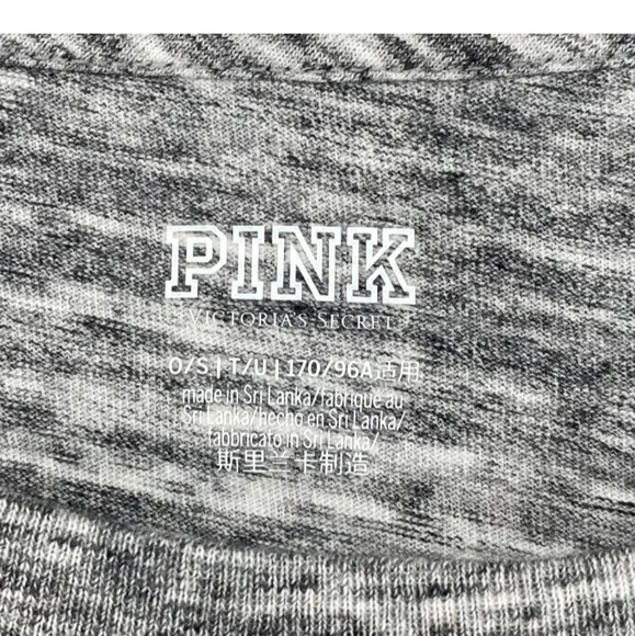 VICTORIA'S SECRET PINK Shirt One Size Embroidered Rainbow Heart Heather Gray - Picture 4 of 5